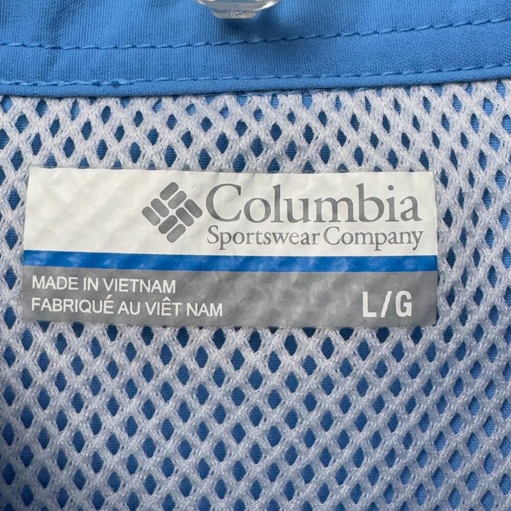 Columbia Men’s Omni-Shade Fishing Shirt Short Sleeve Vented Size L Blue - Picture 6 of 10